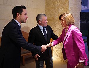 Pelosi with Abdullah II and Crown Prince Hussein