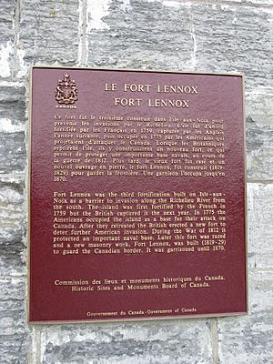 Plaque at the entrance of Fort Lennox