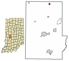 Location of Roachdale in Putnam County, Indiana.