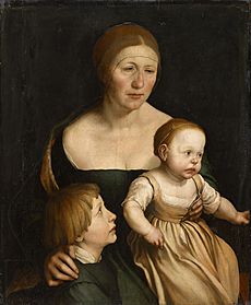 Retrato de la esposa del artista con sus dos hijos, por Hans Holbein el Joven