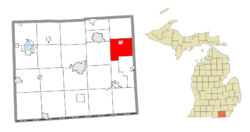 Location within Lenawee County (red) and the administered village of Britton (pink)
