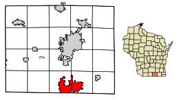 Location of Beloit in Rock County, Wisconsin