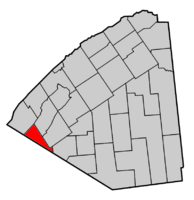 Map highlighting Rossie's location within St. Lawrence County.