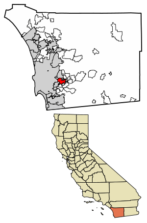 Location of El Cajon in San Diego County, California