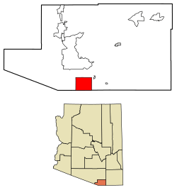 Location of Nogales in Santa Cruz County, Arizona
