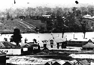 StateLibQld 1 118860 St Stephen's church in the centre of a panoramic view taken in 1862