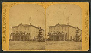 The Grand Central Hotel at Hope, D.T. (Dakota Territory), the end of the Manatoba (Manitoba) west branch in August 1882. About 70 miles from Larimore south-west, by Haynes, Frederick E., b. 1861