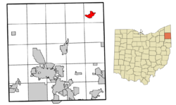 Location of Kinsman in Trumbull County within the state of Ohio