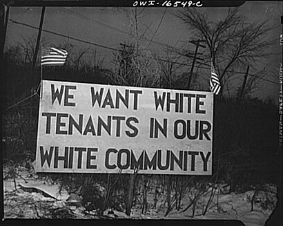 White sign racial hatred.