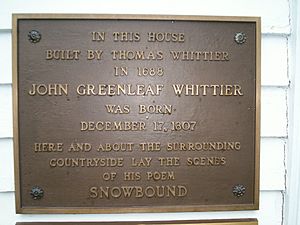 Whittier birthplace - plaque