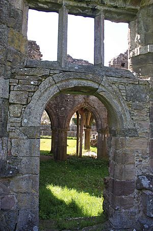 Window and door details at Balmerino Abbey