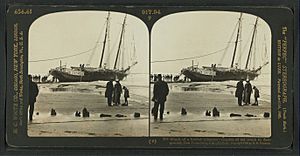 Wreck of a lumber schooner. Remains of old wreck in foreground, San Francisco, Cal, from Robert N. Dennis collection of stereoscopic views