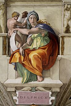 'Delphic Sibyl Sistine Chapel ceiling' by Michelangelo JBU37