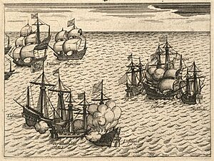 AMH-6473-KB Battle for Malacca between the VOC fleet and the Portuguese, 1606