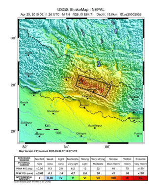April 2015 Nepal earthquake ShakeMap version 6