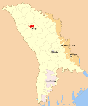 Municipality of Bălţi (in red) in Moldova