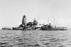 Japanese battleship Nagato in 1945