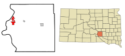 Location in Brule County and the state of South Dakota