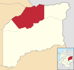 Location of the town and municipality of La Primavera in the Department of Vichada.