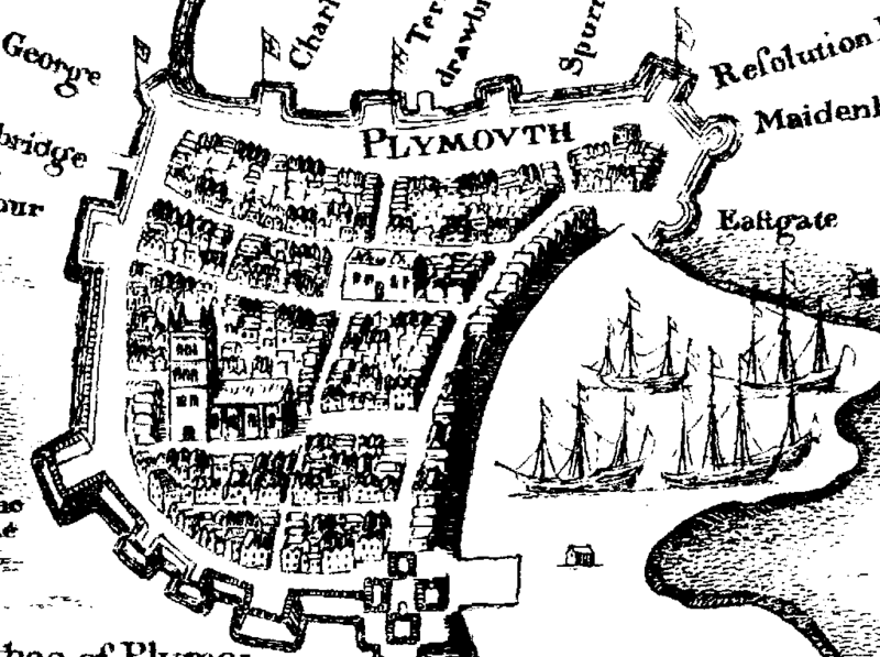 Image Detail of map of Plymouth, Devon circa 1600
