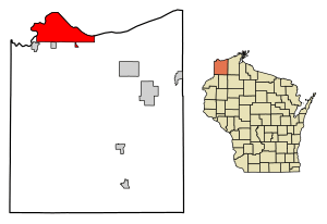 Location of the city of Superiorin Douglas County, Wisconsin