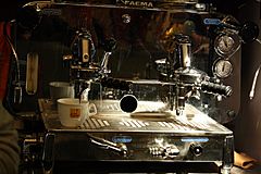 Espresso making on Faema espresso machine in Brno, Brno-City District