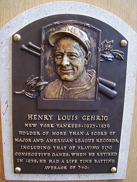 HOF Gehrig Lou plaque