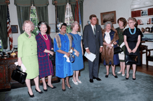 JFK with 1963 Federal Woman's Award winners