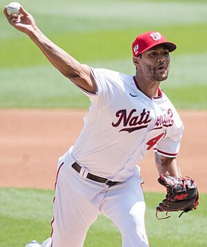 Joe Ross Delivering P-itch from Nationals vs. Dodgers at Nationals Park, July 4th, 2021 (All-Pro Reels Photography) (51296264169) (cropped).jpg