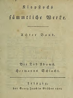 Klopstock, Friedrich Gottlieb – Der Tod Adams. Hermanns Schlacht, 1823 – BEIC 3993074