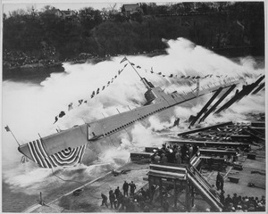 Launching of USS ROBALO 9 May 1943, at Manitowoc Shipbuilding Company, Manitowoc, Wisconsin - NARA - 520628.tif