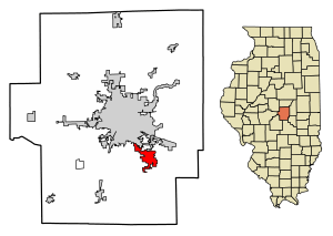 Location of Mount Zion in Macon County, Illinois