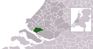 Highlighted position of Nissewaard in a municipal map of South Holland