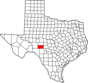 Map of Texas highlighting Sutton County