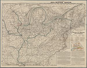 Map of the all-water route from the Mississippi to New York and the eastern Atlantic, 1885