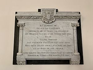 Memorial to Helier de Carteret in St Peter's Church, Sark