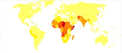 Pertussis world map - DALY - WHO2004