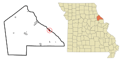 Location of Clarksville, Missouri