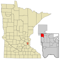 Location of the city of Mounds Viewwithin Ramsey County, Minnesota