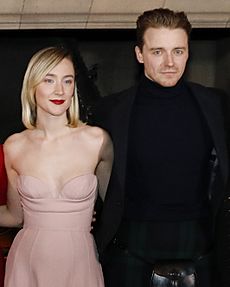 Saoirse Ronan and Jack Lowden at the 2019 Mary Queen of Scots premiere (cropped)