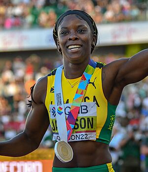 Shericka Jackson at Oregon 2022 (cropped)