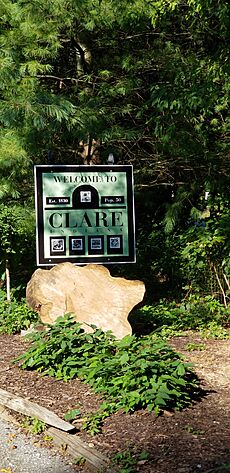 Sign welcoming visitors to Clare Indiana