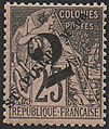 Stamp-St Pierre 1891 25Fr overprint