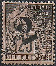 Stamp-St Pierre 1891 25Fr overprint