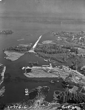 Washington SR-520 bridge under construction - 1962