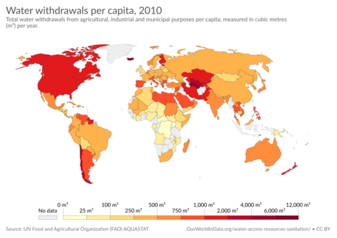 Water withdrawals per capita, OWID