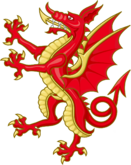 Welsh dragon rampant with pizzle