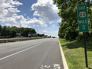 2018-06-29 11 39 58 View east along U.S. Route 22 at Sycamore Drive in Lopatcong Township, Warren County, New Jersey