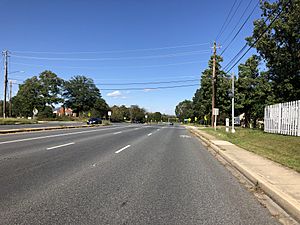 2018-10-17 15 06 25 View north along Maryland State Route 458 (Silver Hill Road) just south of Atwood Street and Scott Key Drive in District Heights, Prince George's County, Maryland