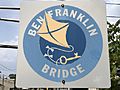 2021-07-19 14 09 18 Old sign for the Benjamin Franklin Bridge along northbound North 10th Street at Penn Street in Camden, Camden County, New Jersey
